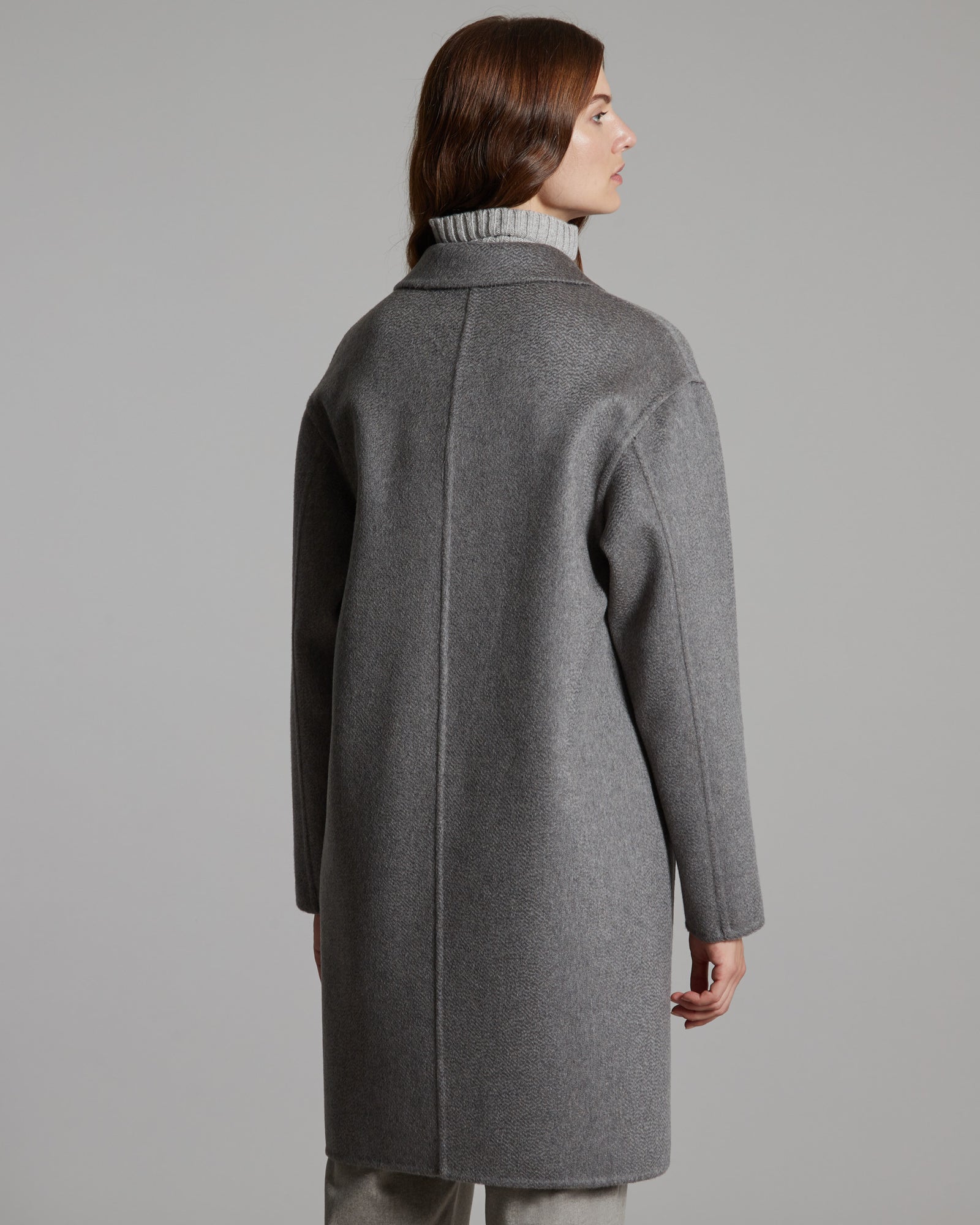 Double melange Grey Cashmere coat