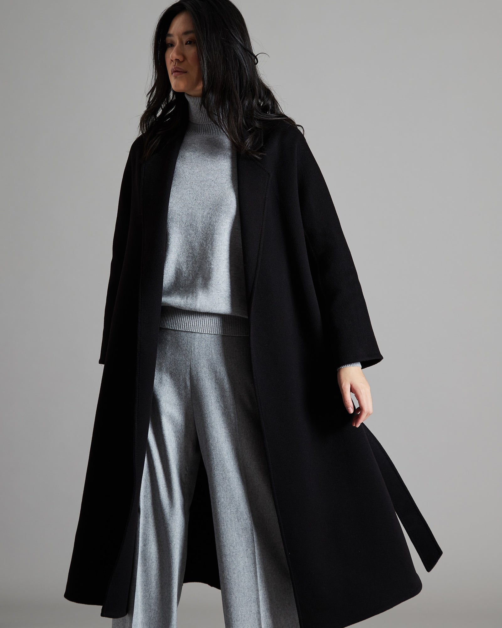 Cashmere long black coat