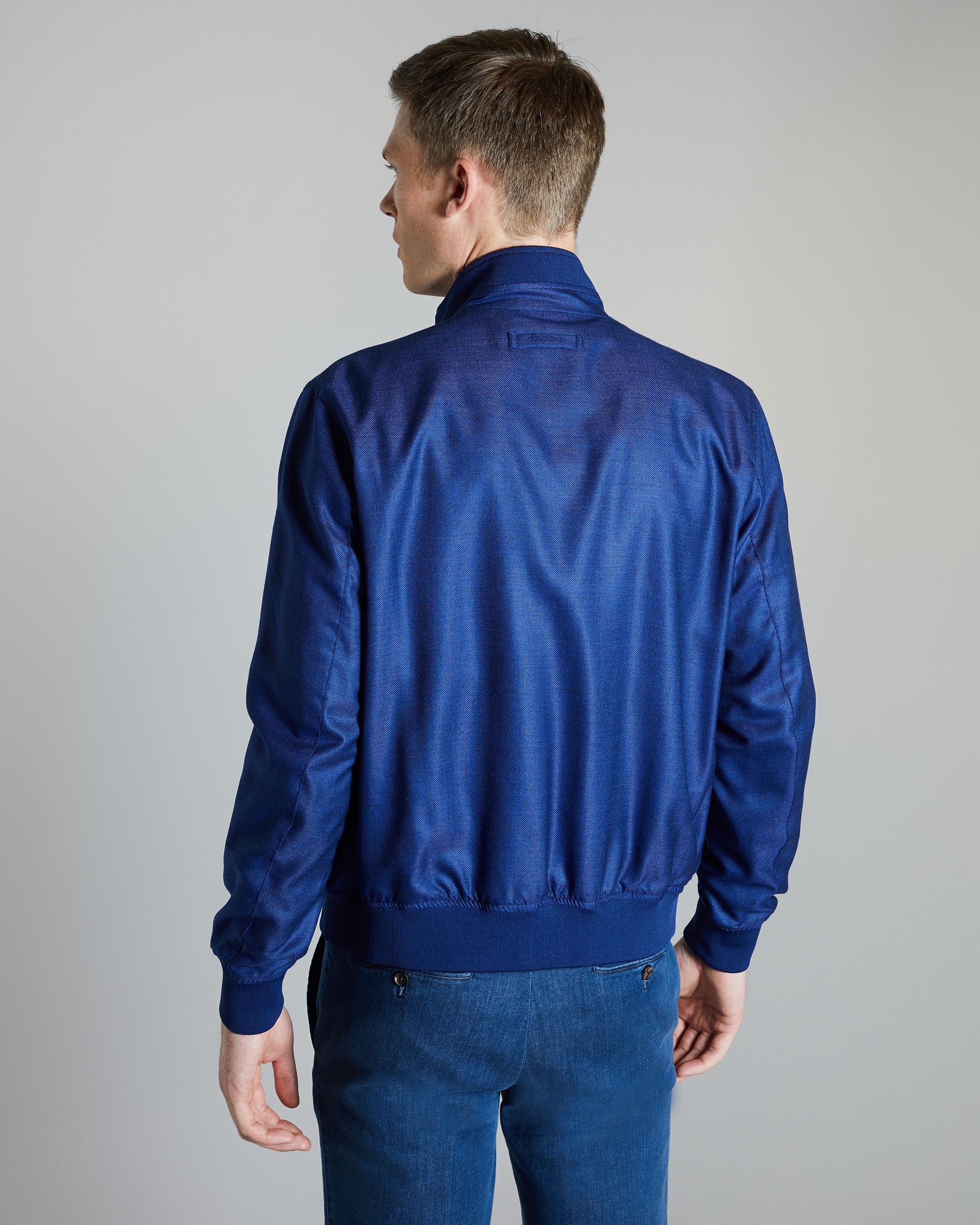 Blue Navy reversible zipped jacket in cashmere