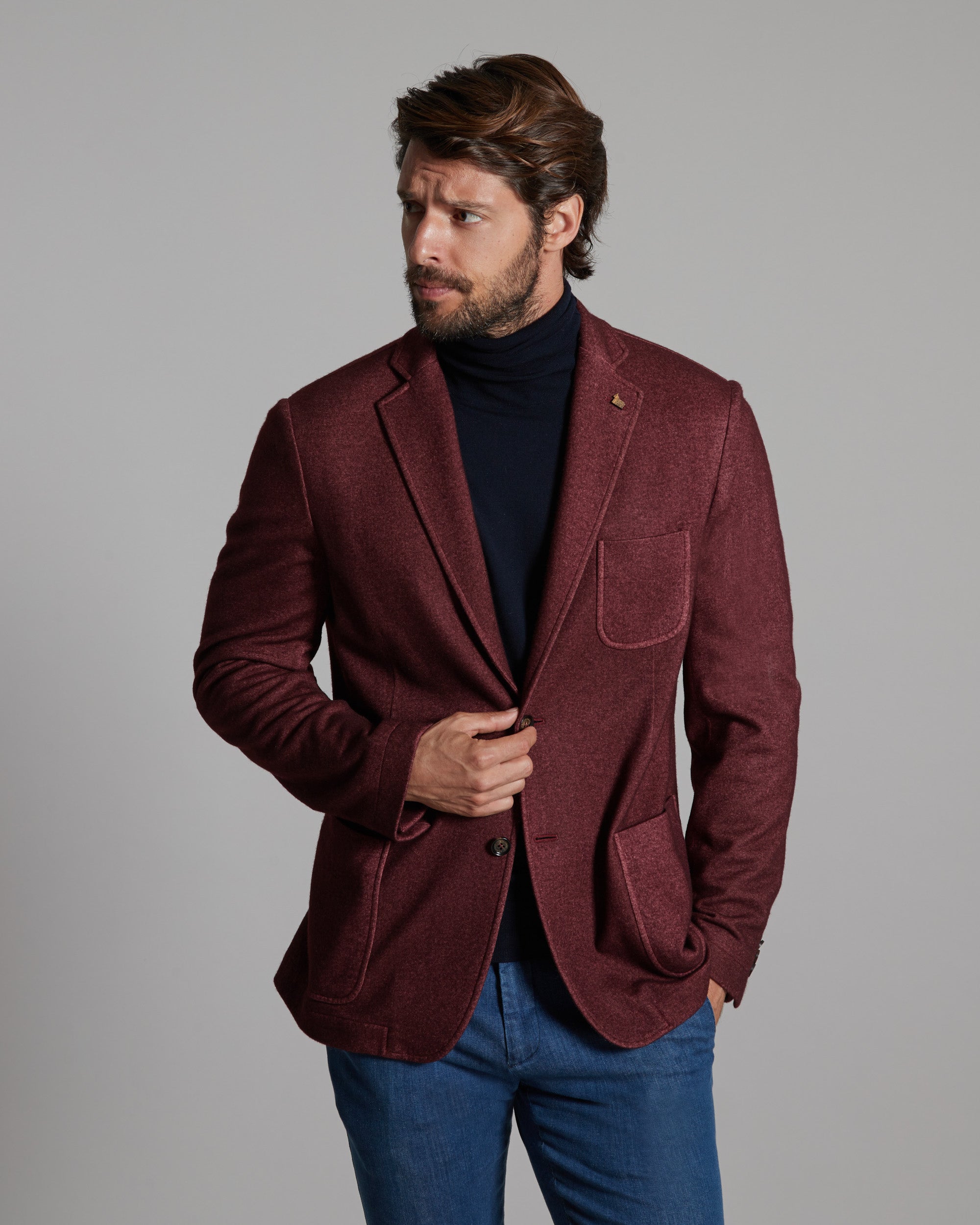 Bordeaux cashmere fleece blazer