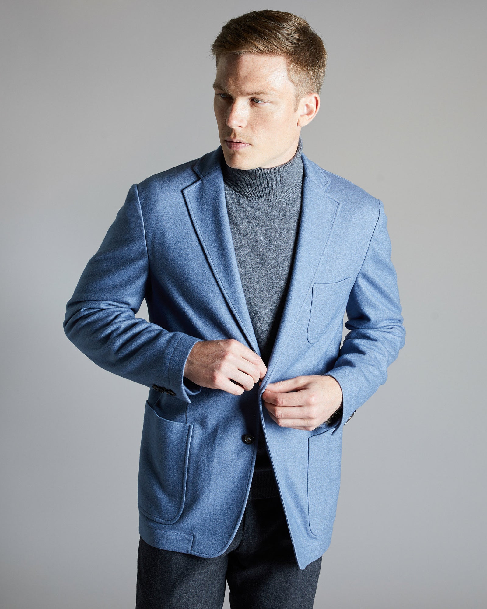 Light blue cashmere fleece blazer