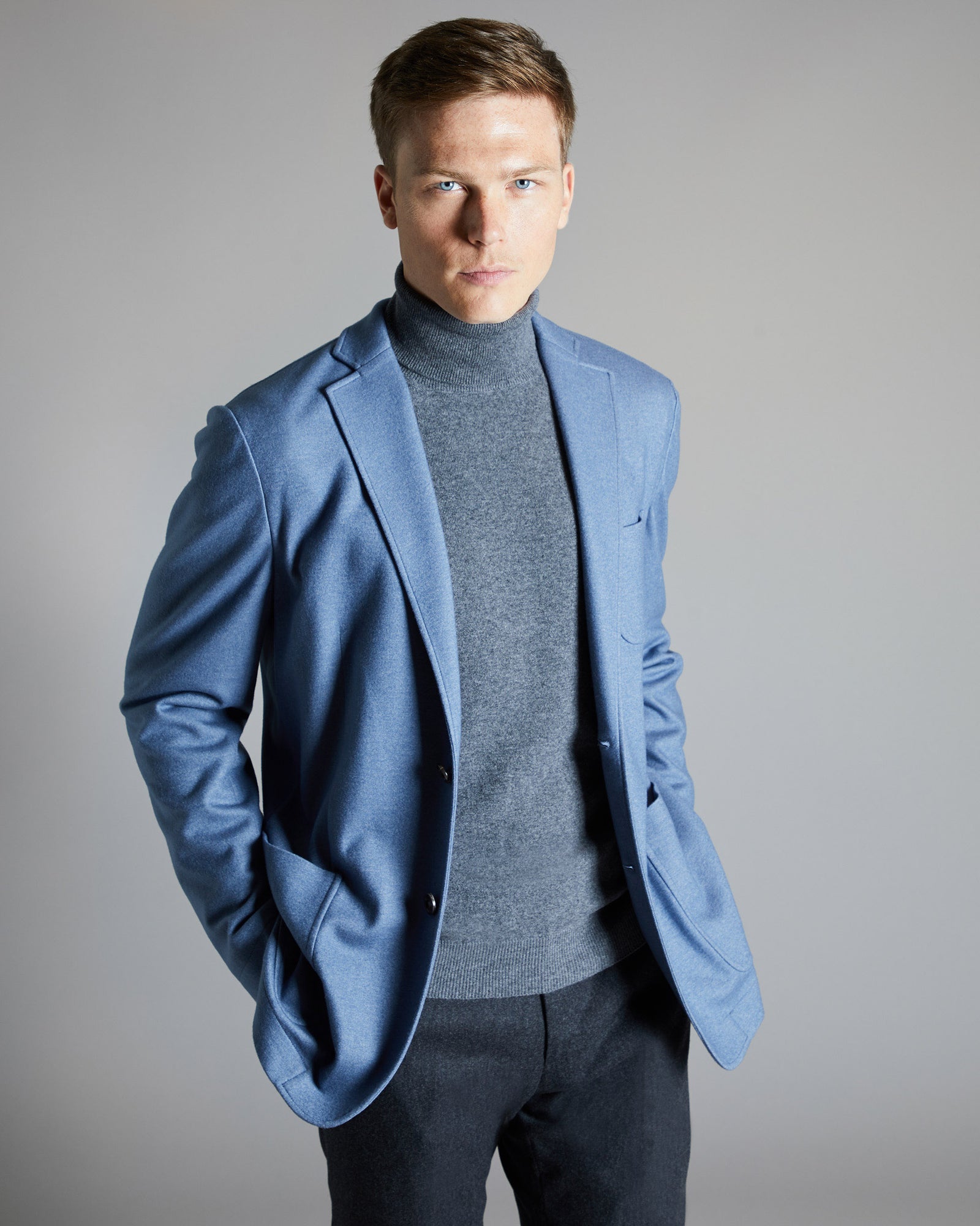 Light blue cashmere fleece blazer