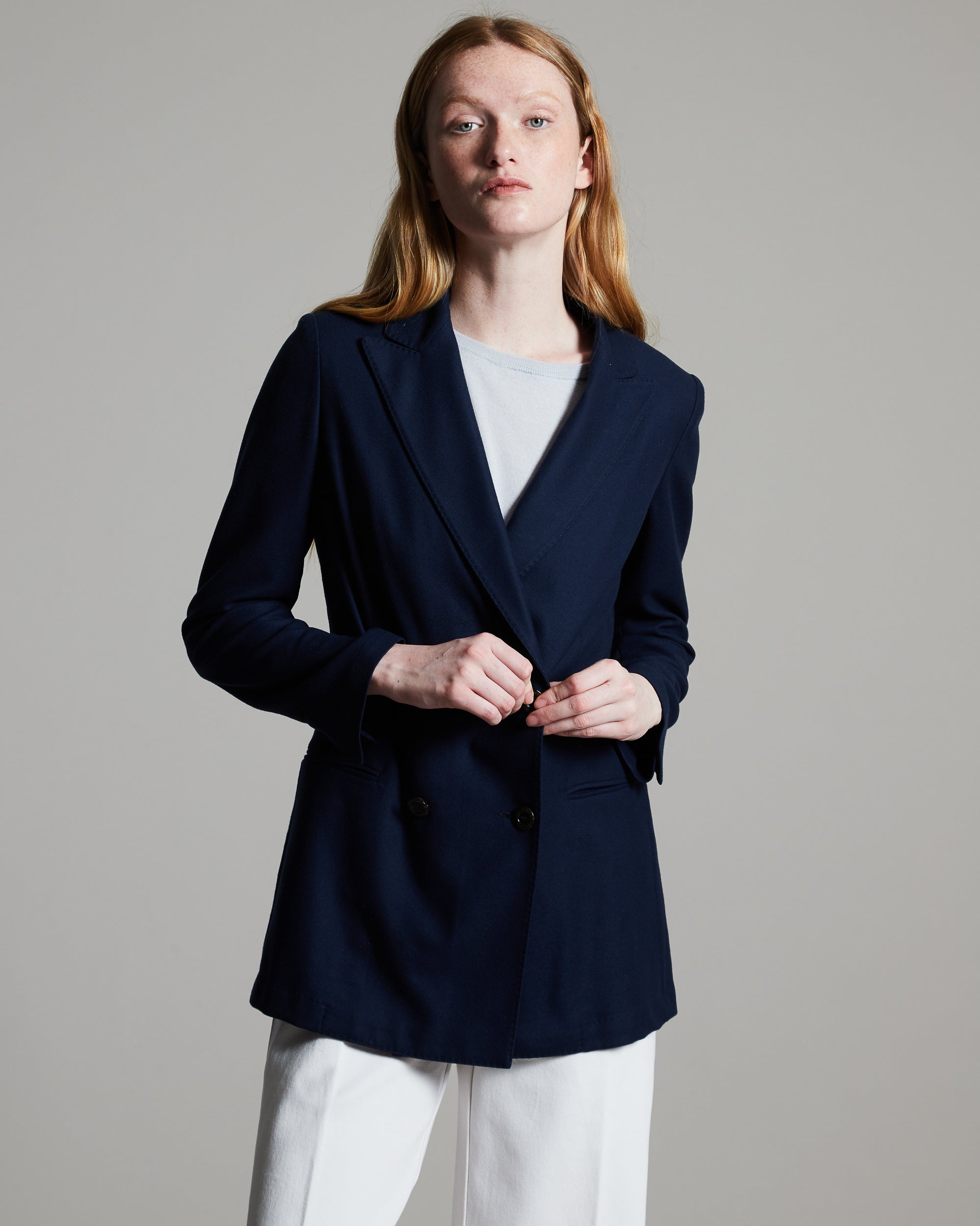 12.8 Kid Wool double breasted blazer in navy