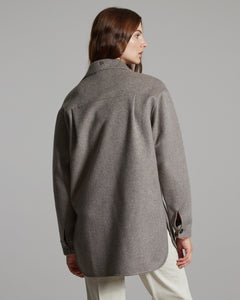 Shirt Jacket double face cashmere in brown mélange