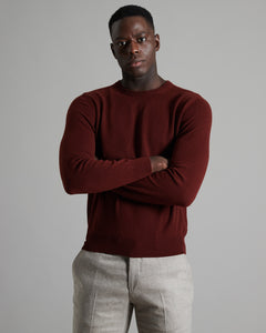 Brown kid cashmere round-neck sweater
