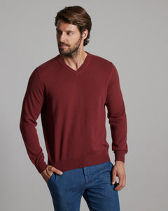 Bordeaux kid cashmere V-neck sweater