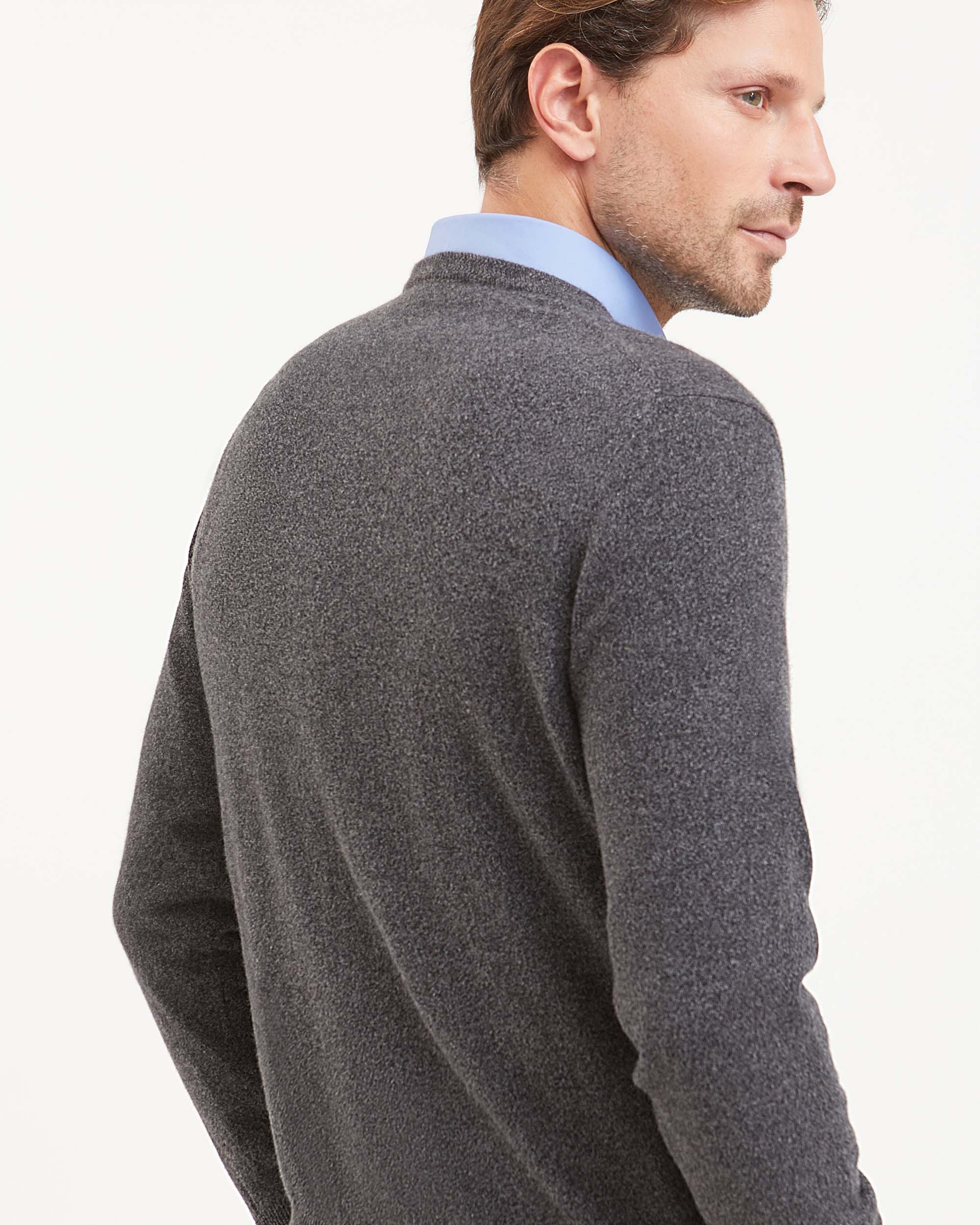 Grey kid cashmere V-neck sweater