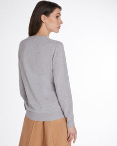 Light grey kid cashmere V-neck sweater