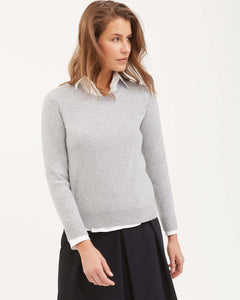 Light grey kid cashmere round-neck sweater