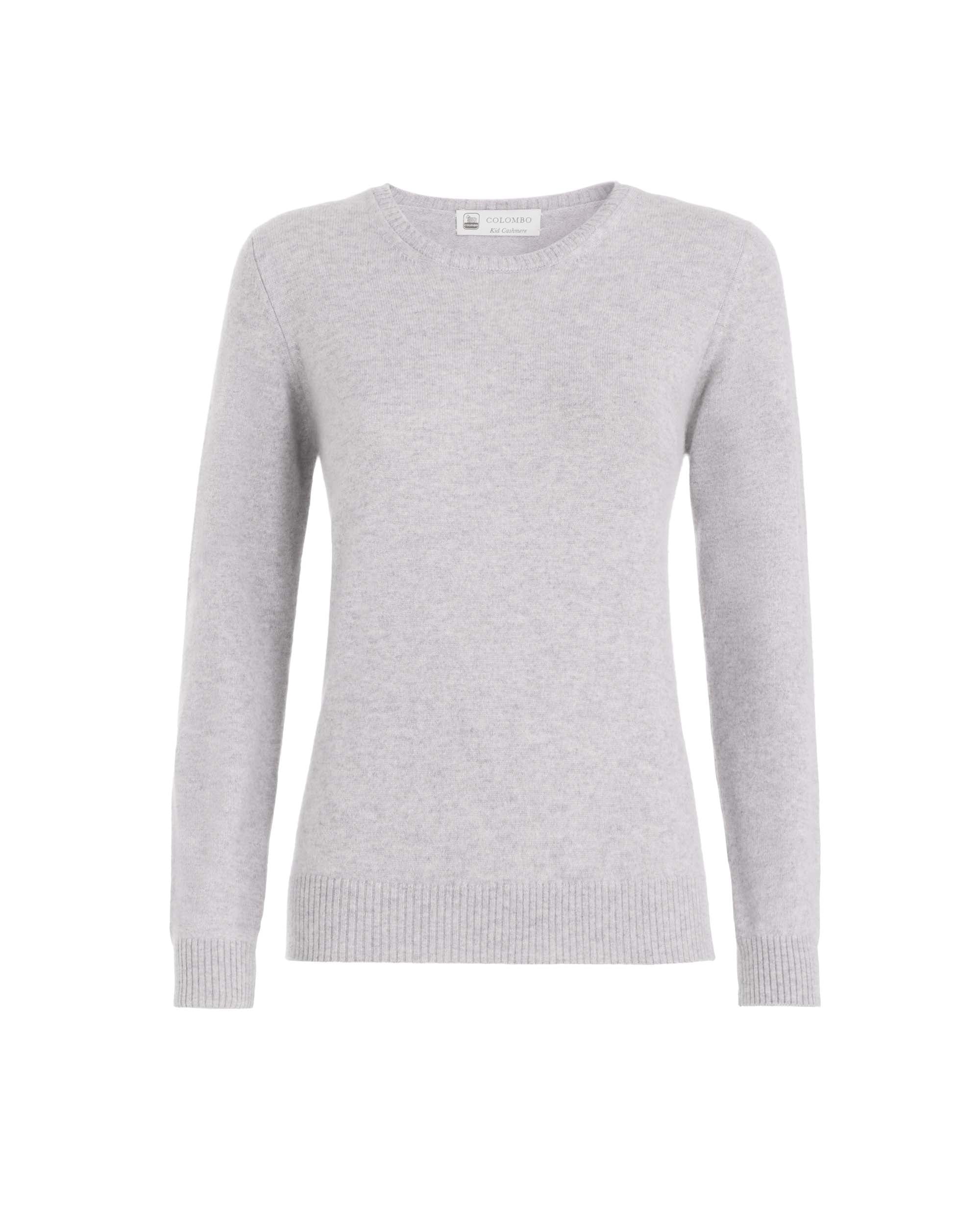 Light grey kid cashmere round-neck sweater