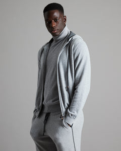 Grey kid cashmere zip hoodie