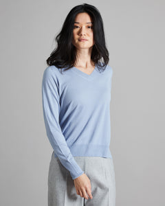 12.8 Kid Wool light blu V neck sweater